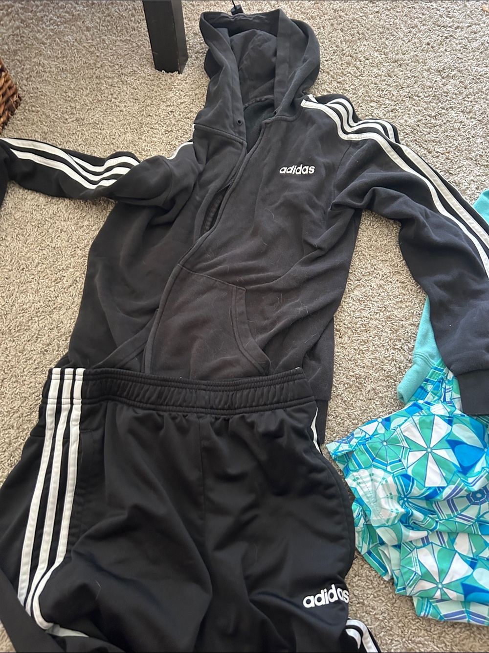 adidas Black Hoodie and Joggers with White Stripes